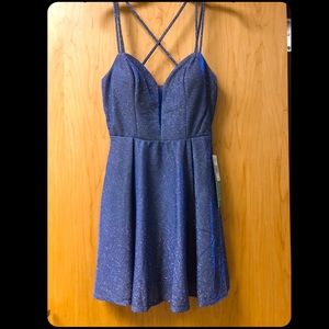 Never Worn Royal Silver/Blue Mini Dress (size 9)